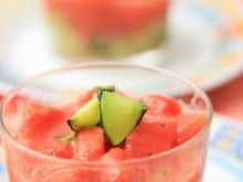 Verrines courgettes, tomates confites et St Môret