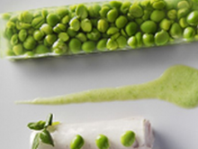 Râbles de lapin vapeur menthe, petits pois gingembre