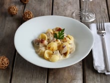 Orecchiette au boudin blanc et chataîgnes
