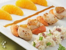 Noix de Saint Jacques risotto et son infusion chicorée miel et orange