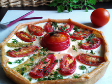 Tarte de tomates chèvre frais et jambon