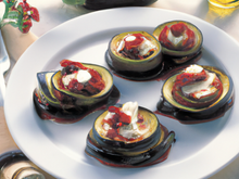 Corolles d'aubergines au magret-mozzarella