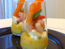 Mini-menu italien, gnocchi de Butternut aux gambas et verrines de ricotta... comme une Cassata !