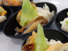 Verrines de céleri et moules au curry