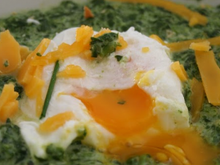 Œufs pochés aux épinards et à la crème de cheddar