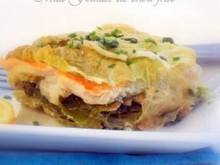 Mille-feuille de chou vert au poisson