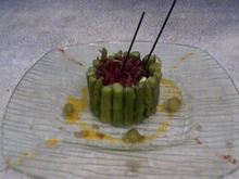 Charlottes d'asperges vertes et de chèvre à l'huile d'olive