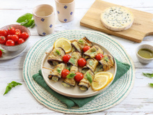 Brochettes de rouleaux d'aubergines à la Fourme d'Ambert AOP