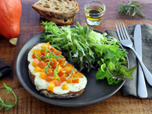 Tartines au potimarron et mozzarella