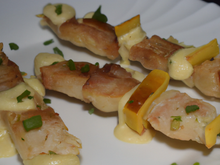 Brochette de lotte au lard