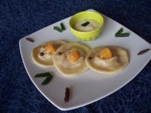 Ravioles de Kaki persimon fève Tonka et crème  à la vanille