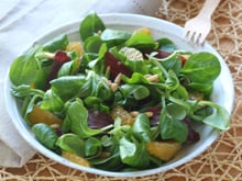 Salade de mâche, clémentines et magret séché