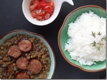 Lentilles saucisses à la Créole