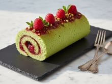 Biscuit roulé aux pistaches et framboises