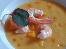 Soupe de chapon aux langoustines et sauce nantua