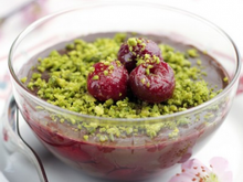 Crème chocolat aux cerises griottes et pistaches
