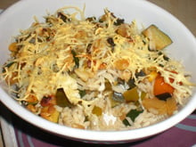 Gratin de riz massalé aux légumes poêlés