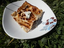 Lasagnes aux champignons de Paris et crème de roquefort