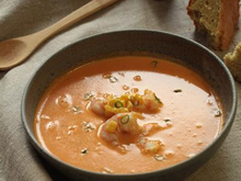 Bisque de crevettes et maïs