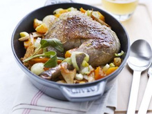 Pintade fermière aux légumes d'hiver