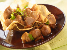 Croustillant de veau aux marrons et girolles