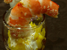Verrine de crevettes et mangue d'Inde