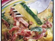 Tagliatelles de courgettes aux lardons et mascarpone