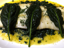 Sole poêlée aux épinards et à la moutarde