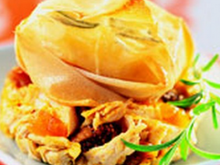 Dinde aux fruits secs et Rocamadour en croûte