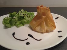 Aumônières de pommes compotées au Calvados et reblochon fondant