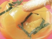 Soupe de pêches, infusion de verveine et langues de chat