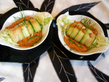 Cannellonis de courgettes au fromage et jambon