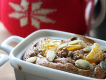 Moelleux aux clémentines de Corse, farine de châtaignes et graines de courge