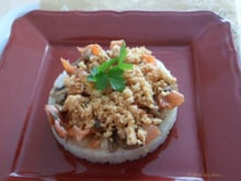 Poêlée de champignons truite sur un écrasé  de céleri et son crumble