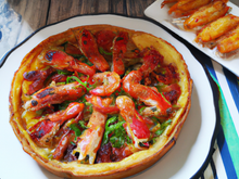 Tarte fondante à l'andouillette basque, homard