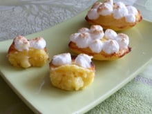Madeleines façon tartes au citron meringuée, cœur coulant citron/coco