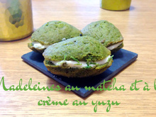 Madeleines au matcha et à la crème au yuzu