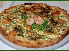 Tarte aux petits pois et aux crevettes