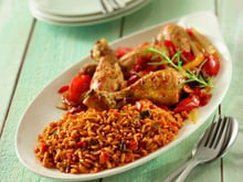 Poulet basquaise au riz à la Méditerranéenne