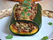 Courgette farcie au blé et légumes