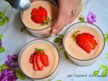 Gariguettes au sirop de basilic et mousse à la fraise tagada