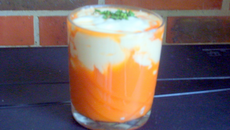 Gaspacho de carottes et sa mousse légère de chèvre