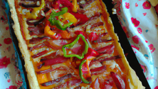 Tarte aux poivrons et lardons