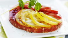 Carpaccio de Tomates de France multicolores, cumin et coriandre fraîche