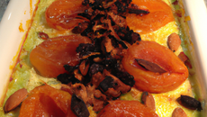 Gratin d'abricots secs à la pistache