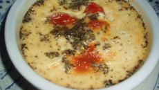 Flan de tomates cerises au basilic