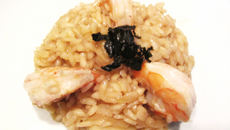 Risotto aux crevettes grises, bouillon maison