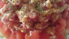 Tartare de tomate concombre au cumin