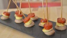 Brochettes de chorizo, boudin et banane