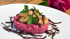 Risotto rose et Saint Jacques poêlées